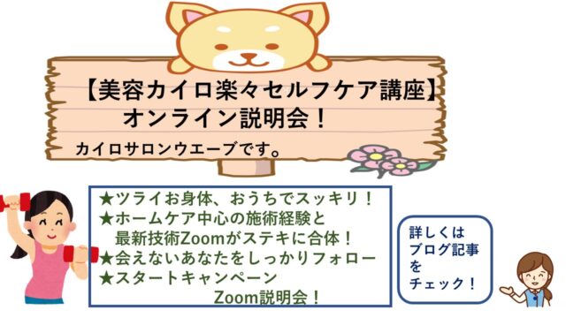 イベント名：美容カイロ楽々セルフケア講座　オンライン説明会