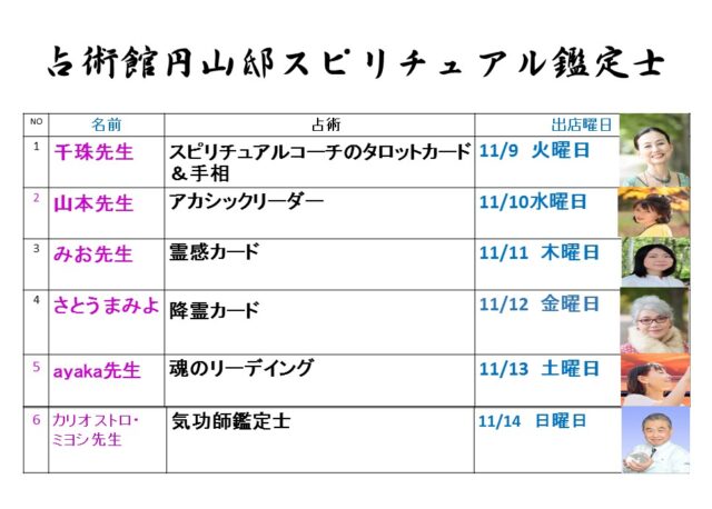 イベント名：スピリチュアル占い鑑定ウイーク