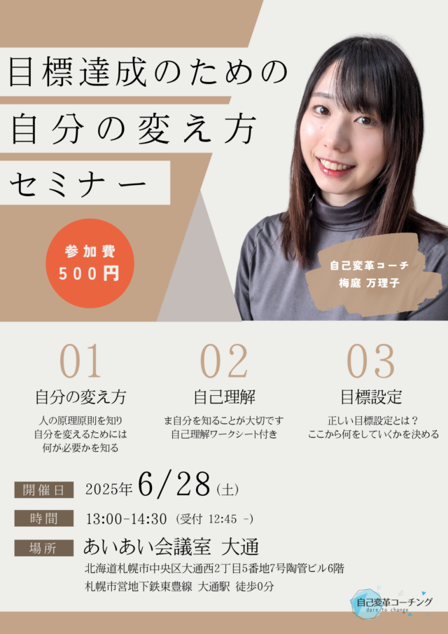 イベント名：目標達成のための自分の変え方セミナー