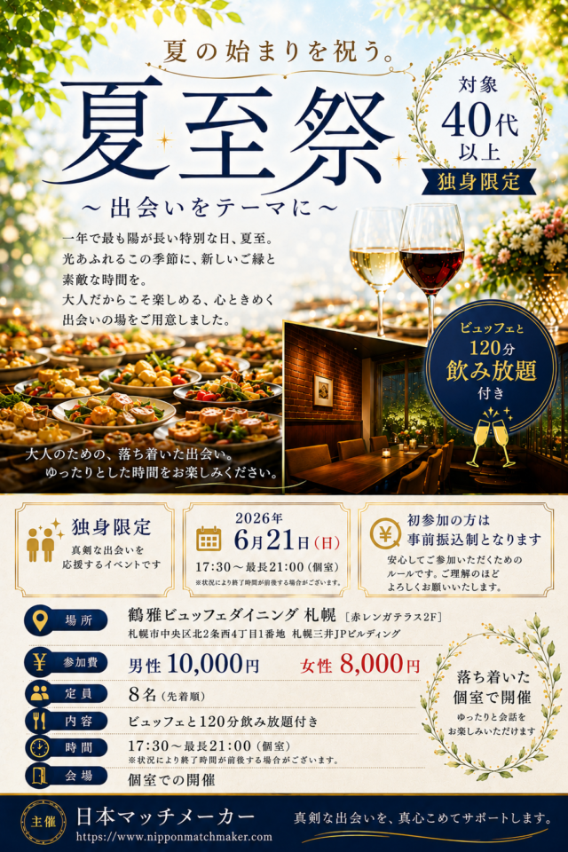 イベント名：40代以上独身限定　夏至祭