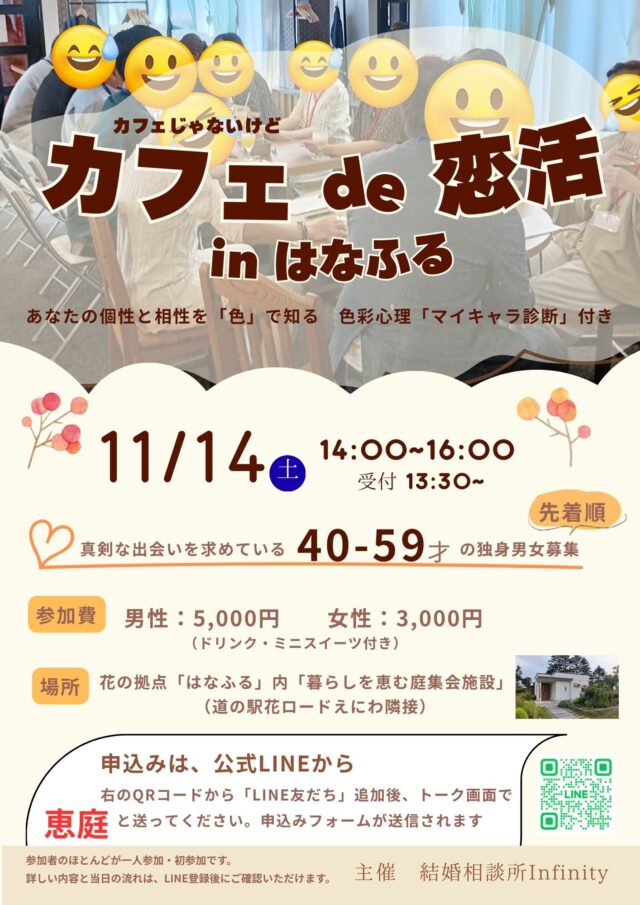 イベント名：カフェ de 恋活 in はなふる